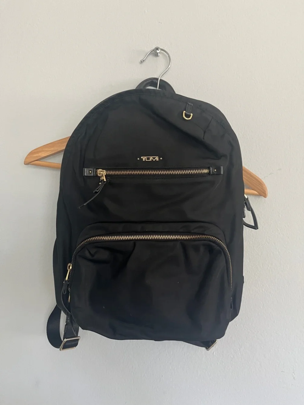 Tumi Black Nylon Backpack with Gold Hardware - Picture 1 of 6